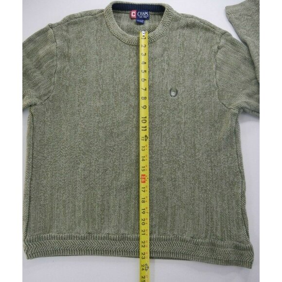 Chaps Mens Green Herringbone Pattern Knit Pullover Sweater Long Sleeve X Large - Picture 5 of 8